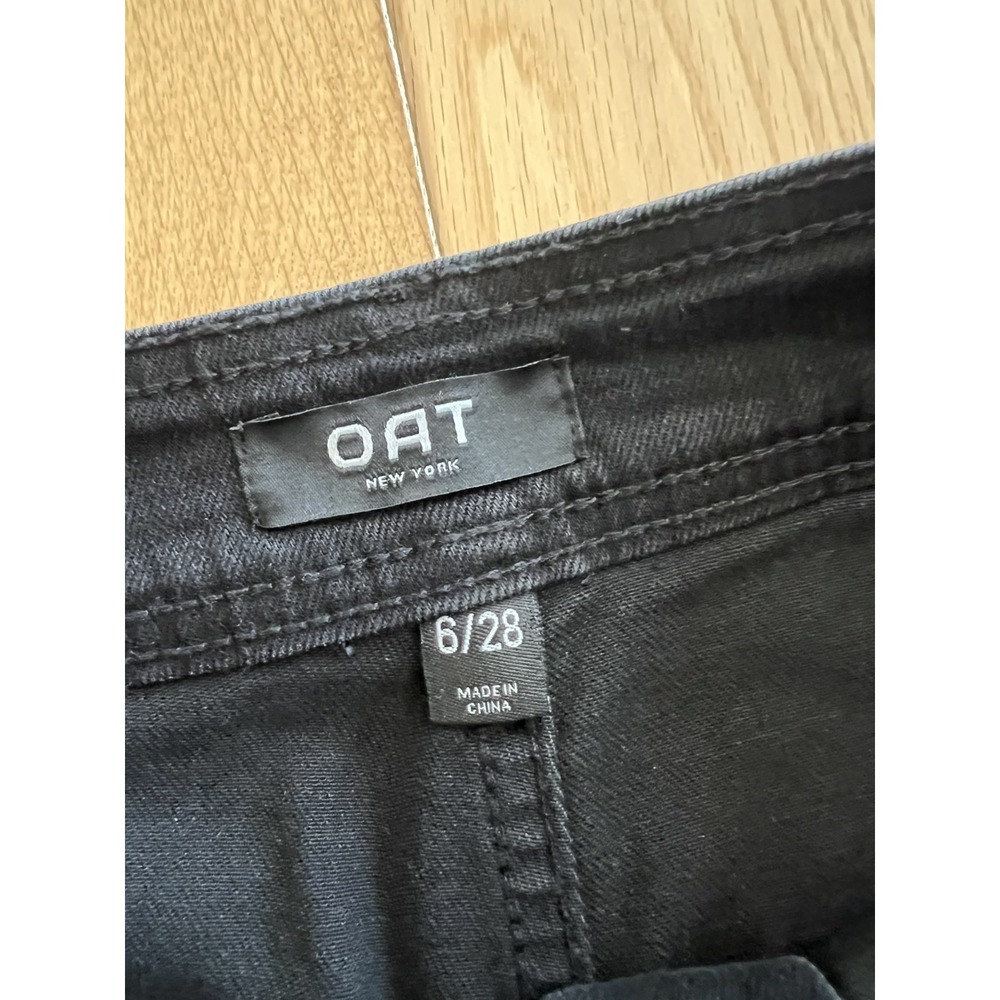 Oat New York Wide Leg Raw Hem High Rise Washed Black Patch Pocket Womens 6/28 - Picture 7 of 11